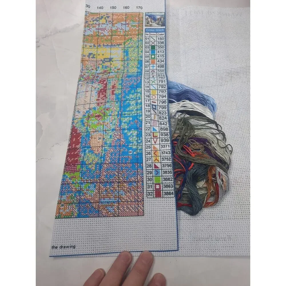 Findvoor Cross Stitch Kit Santorini Scenery Greek Terrace Views